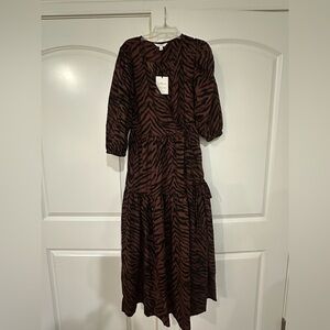 Banana Republic Brown Zebra-Print Maxi Dress
